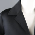 DUSAN Size M Black Silk Satin Collared Open Front Jacket DUSAN
