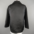 DUSAN Size M Black Silk Satin Collared Open Front Jacket DUSAN