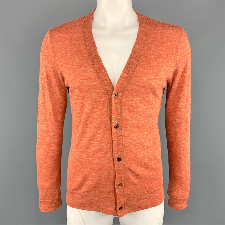 EDIFICE Size 36 Orange Heather Wool / Linen Buttoned Cardigan Sweater