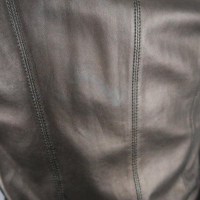 ELIE TAHARI Chest Size 38 Black Solid Leather Zip & Snaps Jacket