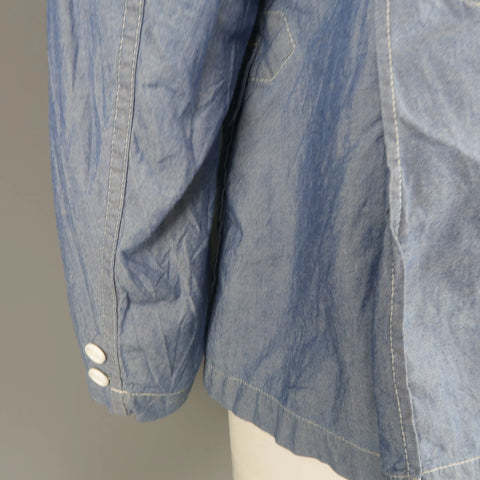 ENGINEERED GARMENTS L Light Blue Contrast Stitch Chambray Pocket Sport Coat ENGINEERED GARMENTS