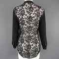 EQUIPMENT Femme Size XS Black Silk & Lace Pleated Bib Band Collar Blouse EQUIPMENT