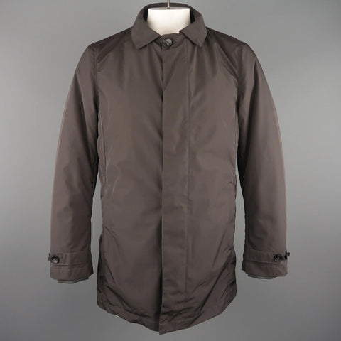 EREDI PISANO L Brown Collared 2 in 1 Detachable Liner Car Rain Coat EREDI PISANO