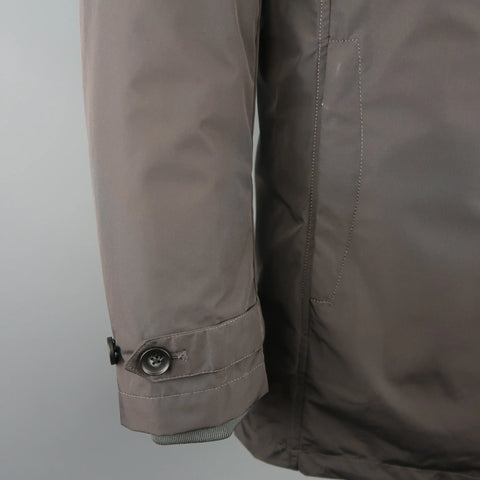 EREDI PISANO L Brown Collared 2 in 1 Detachable Liner Car Rain Coat EREDI PISANO