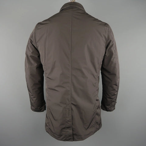 EREDI PISANO L Brown Collared 2 in 1 Detachable Liner Car Rain Coat EREDI PISANO