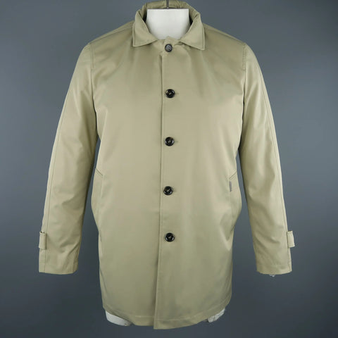 EREDI PISANO L Khaki Cotton Twill Zip Hood Detachable Liner Rain Coat EREDI PISANO