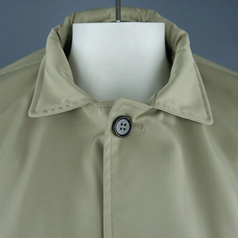 EREDI PISANO L Khaki Cotton Twill Zip Hood Detachable Liner Rain Coat EREDI PISANO