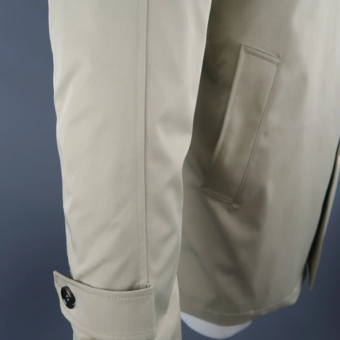 EREDI PISANO L Khaki Cotton Twill Zip Hood Detachable Liner Rain Coat EREDI PISANO