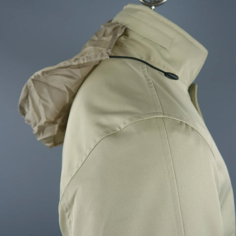EREDI PISANO L Khaki Cotton Twill Zip Hood Detachable Liner Rain Coat EREDI PISANO