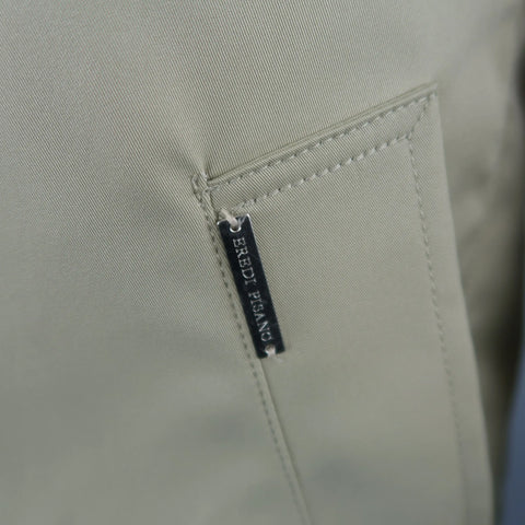 EREDI PISANO L Khaki Cotton Twill Zip Hood Detachable Liner Rain Coat EREDI PISANO