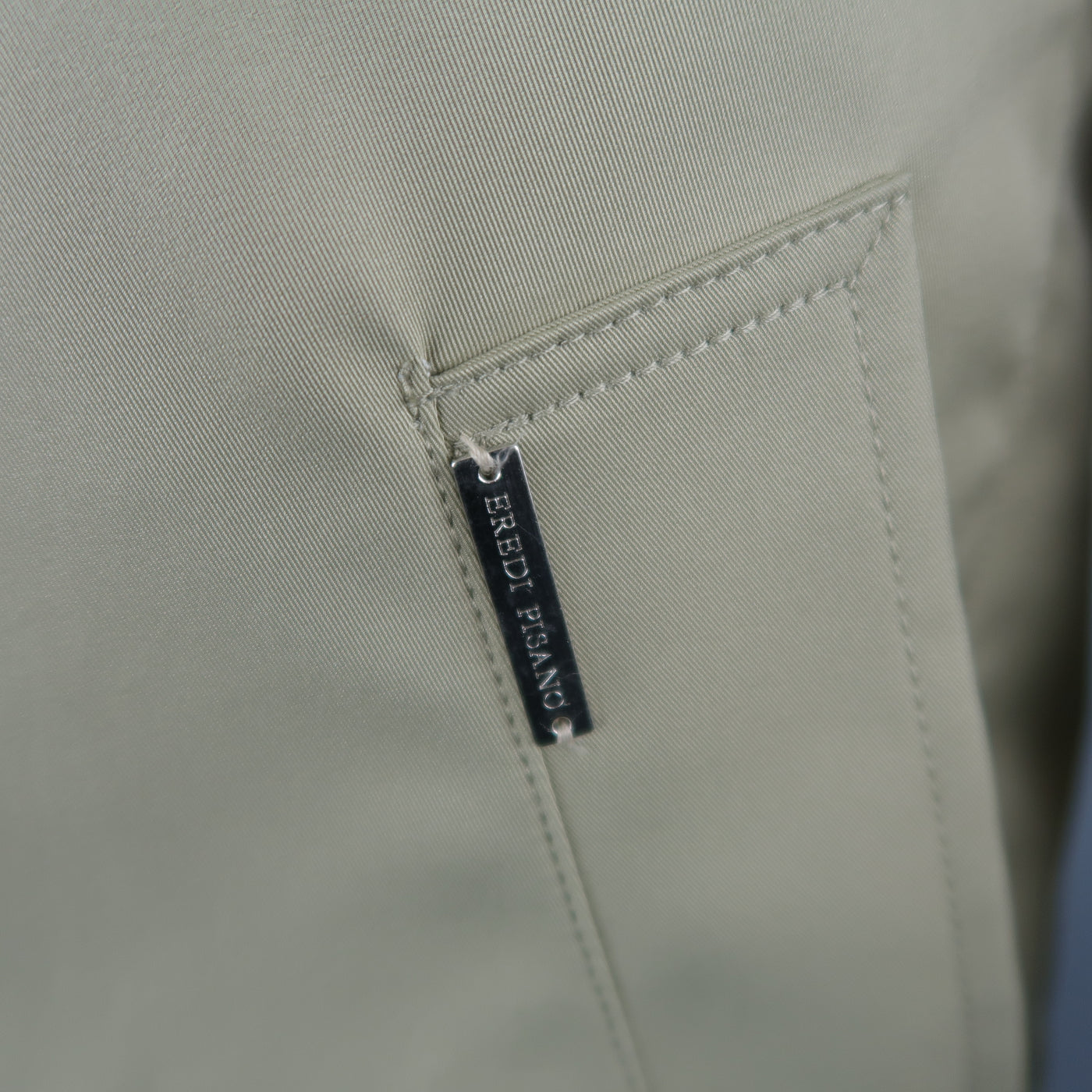 EREDI PISANO L Khaki Cotton Twill Zip Hood Detachable Liner Rain Coat