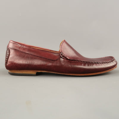 EREDI PISANO Size 7 Burgundy Leather Slip On Top Stitch Loafers