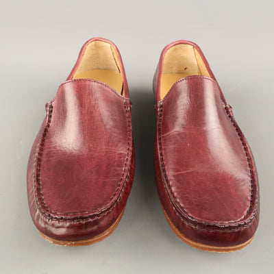 EREDI PISANO Size 7 Burgundy Leather Slip On Top Stitch Loafers
