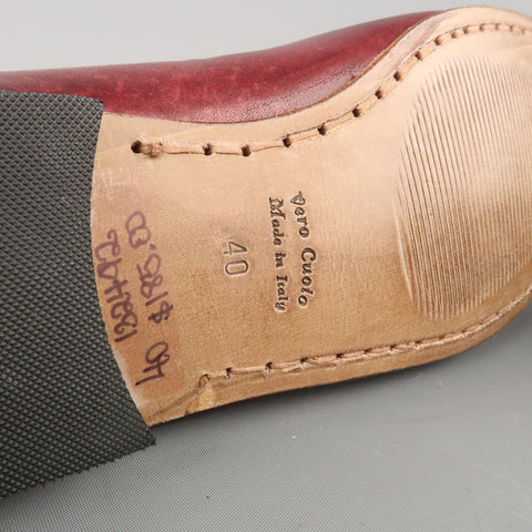 EREDI PISANO Size 7 Burgundy Leather Slip On Top Stitch Loafers