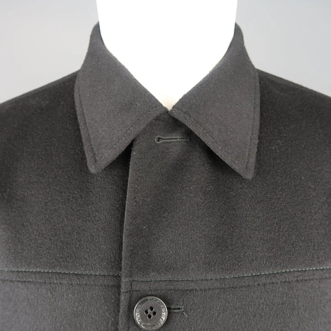 ERMENEGILDO ZEGNA 38 Black Solid Wool / Cashmere Reversible Car Coat ERMENEGILDO ZEGNA