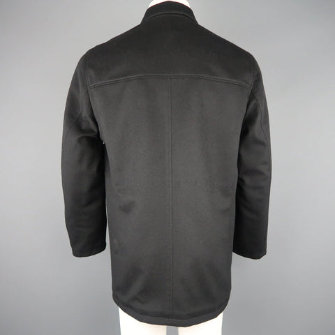 ERMENEGILDO ZEGNA 38 Black Solid Wool / Cashmere Reversible Car Coat ERMENEGILDO ZEGNA