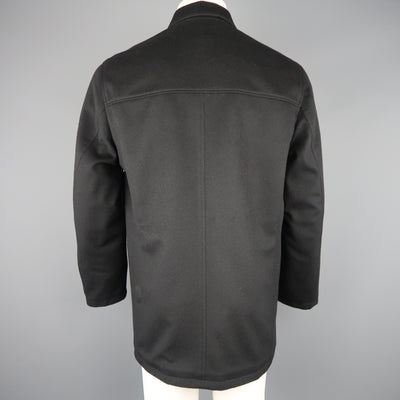 ERMENEGILDO ZEGNA 38 Black Solid Wool / Cashmere Reversible Car Coat