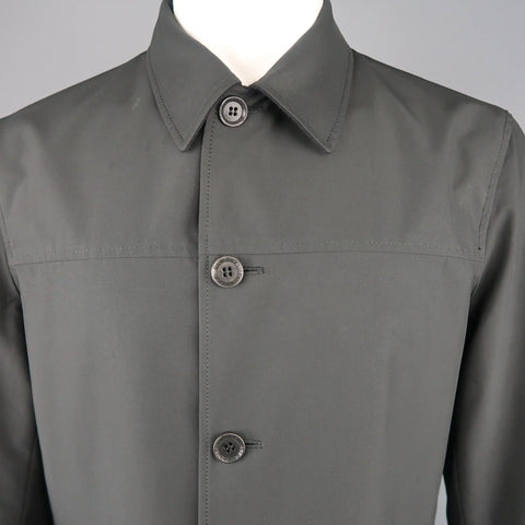 ERMENEGILDO ZEGNA 38 Black Solid Wool / Cashmere Reversible Car Coat ERMENEGILDO ZEGNA
