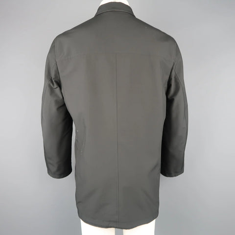 ERMENEGILDO ZEGNA 38 Black Solid Wool / Cashmere Reversible Car Coat ERMENEGILDO ZEGNA