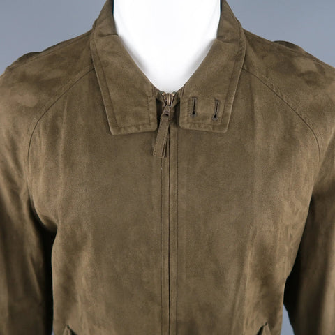 ERMENEGILDO ZEGNA 40 Olive Solid Polyamide Jacket ERMENEGILDO ZEGNA