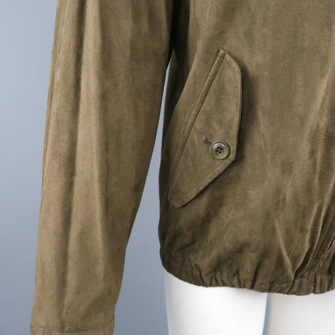 ERMENEGILDO ZEGNA 40 Olive Solid Polyamide Jacket ERMENEGILDO ZEGNA