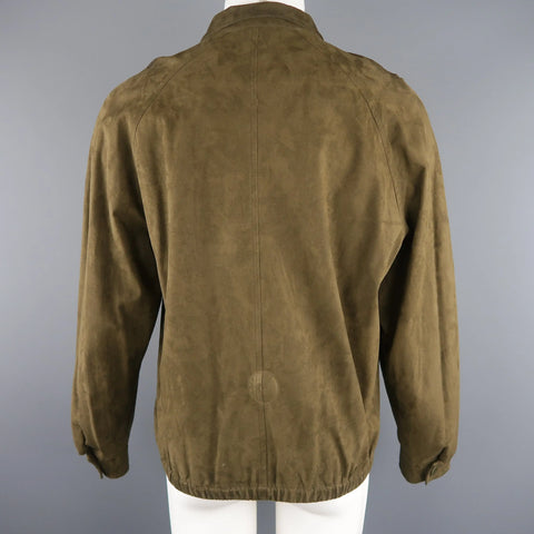 ERMENEGILDO ZEGNA 40 Olive Solid Polyamide Jacket ERMENEGILDO ZEGNA