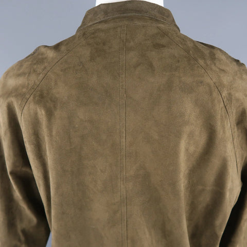 ERMENEGILDO ZEGNA 40 Olive Solid Polyamide Jacket ERMENEGILDO ZEGNA