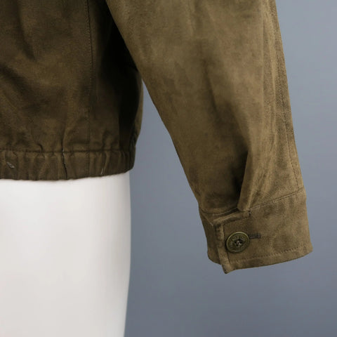 ERMENEGILDO ZEGNA 40 Olive Solid Polyamide Jacket ERMENEGILDO ZEGNA