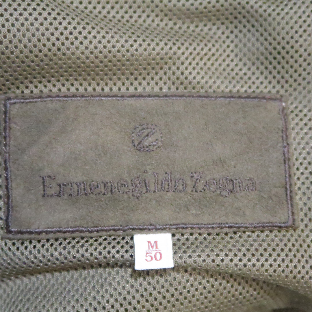 ERMENEGILDO ZEGNA 40 Olive Solid Polyamide Jacket