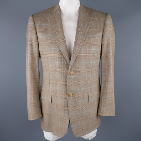 ERMENEGILDO ZEGNA 40 Regular Brown Glenplaid Wool Sport Coat