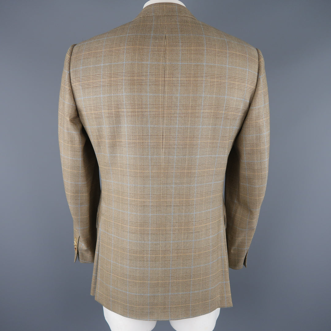 ERMENEGILDO ZEGNA 40 Regular Brown Glenplaid Wool Sport Coat
