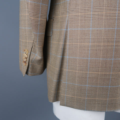 ERMENEGILDO ZEGNA 40 Regular Brown Glenplaid Wool Sport Coat