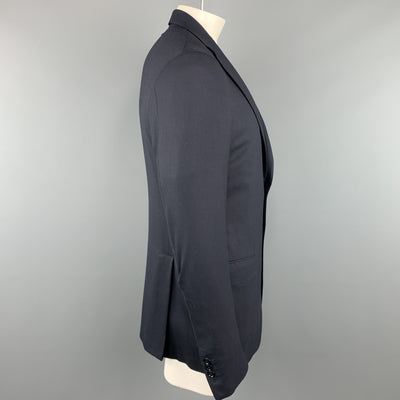 ERMENEGILDO ZEGNA Size 42 Long Navy Solid Wool Notch Lapel Sport Coat