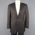 ERMENEGILDO ZEGNA 42 Long Taupe Charcoal Stripe Wool 2 pc Suit ERMENEGILDO ZEGNA