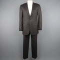 ERMENEGILDO ZEGNA 42 Long Taupe Charcoal Stripe Wool 2 pc Suit ERMENEGILDO ZEGNA