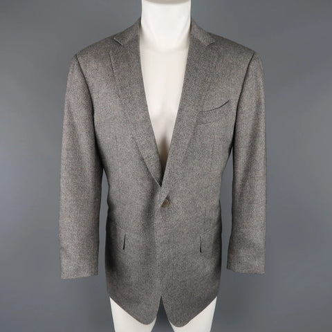 ERMENEGILDO ZEGNA 44 Grey Heather Wool Cashmere Notch Lapel Sport Coat ERMENEGILDO ZEGNA