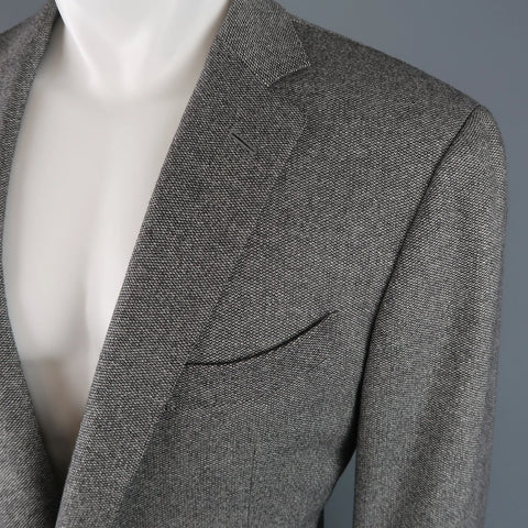 ERMENEGILDO ZEGNA 44 Grey Heather Wool Cashmere Notch Lapel Sport Coat ERMENEGILDO ZEGNA
