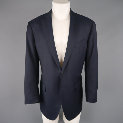 ERMENEGILDO ZEGNA 44 Regular Navy Solid Wool Notch Lapel Sport Coat ERMENEGILDO ZEGNA