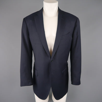 ERMENEGILDO ZEGNA 44 Regular Navy Solid Wool Notch Lapel Sport Coat