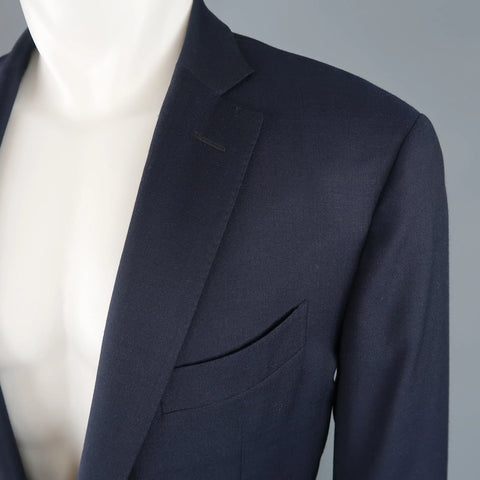 ERMENEGILDO ZEGNA 44 Regular Navy Solid Wool Notch Lapel Sport Coat ERMENEGILDO ZEGNA