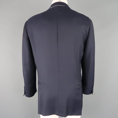 ERMENEGILDO ZEGNA 44 Regular Navy Solid Wool Notch Lapel Sport Coat ERMENEGILDO ZEGNA