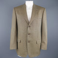 ERMENEGILDO ZEGNA 44 Tan Woven Silk / Wool Nailhead Sport Coat ERMENEGILDO ZEGNA