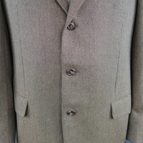 ERMENEGILDO ZEGNA 44 Tan Woven Silk / Wool Nailhead Sport Coat ERMENEGILDO ZEGNA