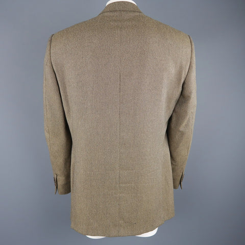 ERMENEGILDO ZEGNA 44 Tan Woven Silk / Wool Nailhead Sport Coat ERMENEGILDO ZEGNA