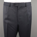 ERMENEGILDO ZEGNA 50 Navy Stripe Wool / Silk Single Breasted Notch lapel Suit ERMENEGILDO ZEGNA