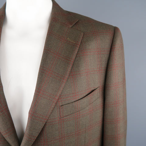 ERMENEGILDO ZEGNA 50 Regular Olive Plaid Wool Sport Coat