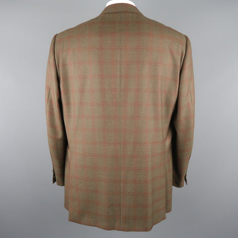ERMENEGILDO ZEGNA 50 Regular Olive Plaid Wool Sport Coat