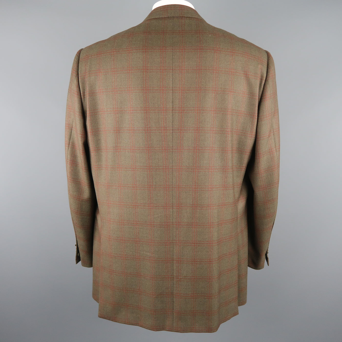 ERMENEGILDO ZEGNA 50 Regular Olive Plaid Wool Sport Coat
