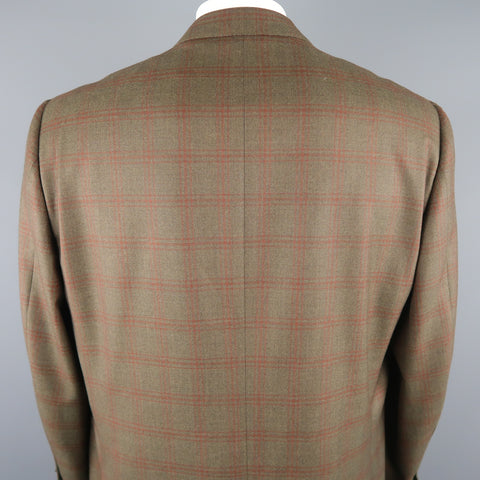 ERMENEGILDO ZEGNA 50 Regular Olive Plaid Wool Sport Coat