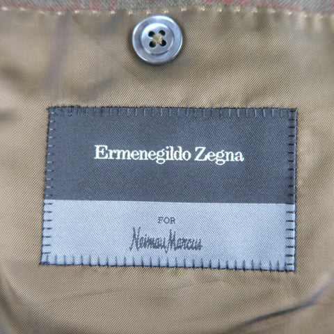 ERMENEGILDO ZEGNA 50 Regular Olive Plaid Wool Sport Coat